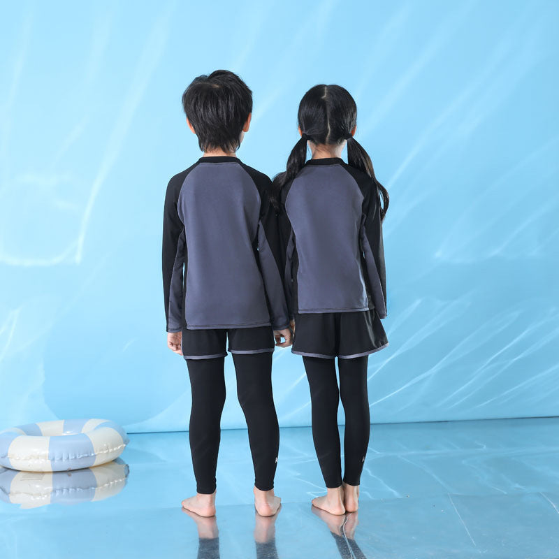 Traje de baño para niños, traje de baño para niños, traje de baño para niñas de secundaria, traje de baño de protección solar de manga larga para padres e hijos, traje de buceo de secado rápido, traje de surf 0,33 KG 