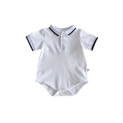 A boy&#039;s clothes summer short-sleeved Polo shirt bag fart ha clothes baby jumpsuit baby lapel one-year-old cotton climbing suit