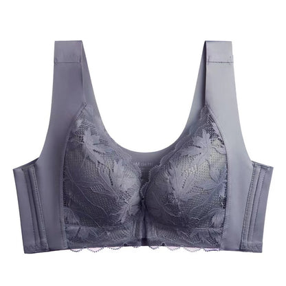 Front button vest seamless, steel ring-free, beautiful back integrated underwear thin cross-border big breasts and small lace bra weight ：0.4KG