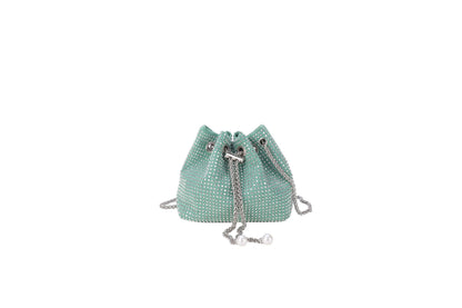 Bolso de mujer con bandolera de diamantes brillantes y bolso tipo cubo