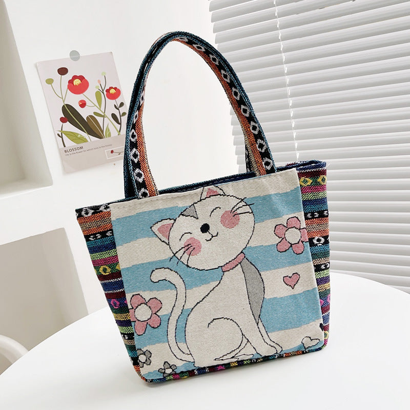 double sided embroidery printed bag