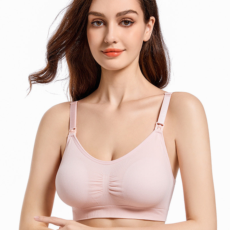 A Adjustable breastfeeding postpartum breastfeeding underwear women's no steel ring gathering comfortable breathable upper buckle seamless bra bra