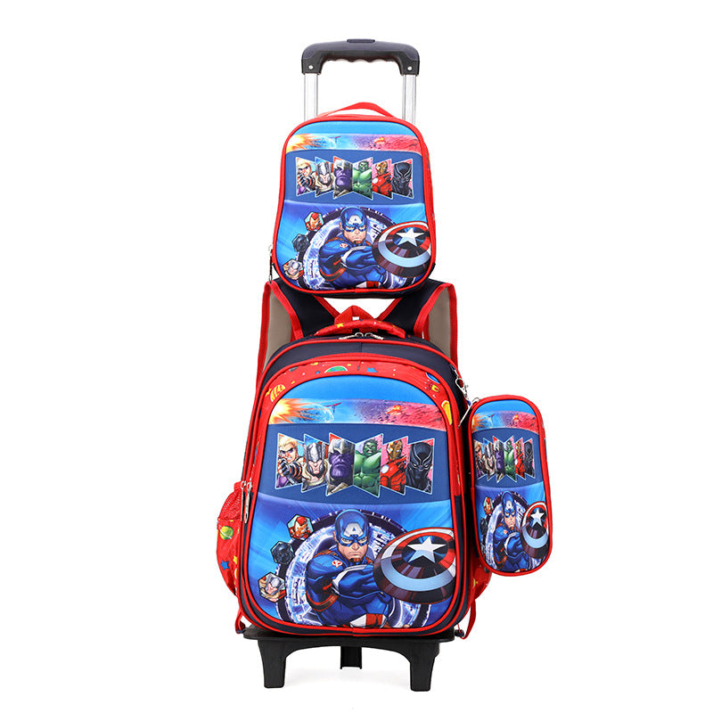 A foreign trade elementary school student backpack for boys and girls in grades 3-5, backpack for lunch, three piece cartoon children's bag set