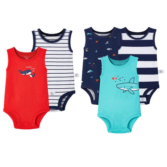 A Summer Newborn Sleeveless jumpsuit for infants and young children, baby wrap for buttocks, male baby pure cotton vest, triangle crawling wholesale