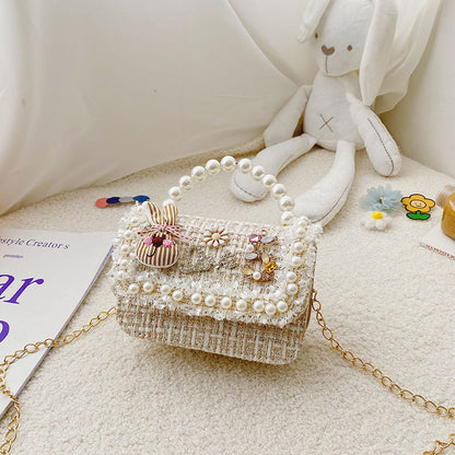 Princess, Fragrance, Chain Bag, Baby, Pearl Accessories, Hand Bag, Cute Bow Girl, Shoulder Bag