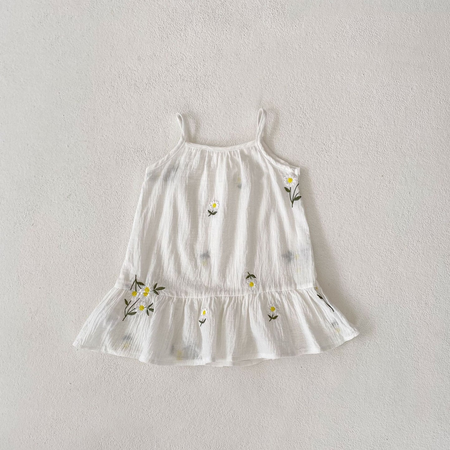 Vestido de verano para niñas pequeñas de A Enge 2024, de algodón, con estampado transpirable y dobladillo ancho, con falda en forma de A 