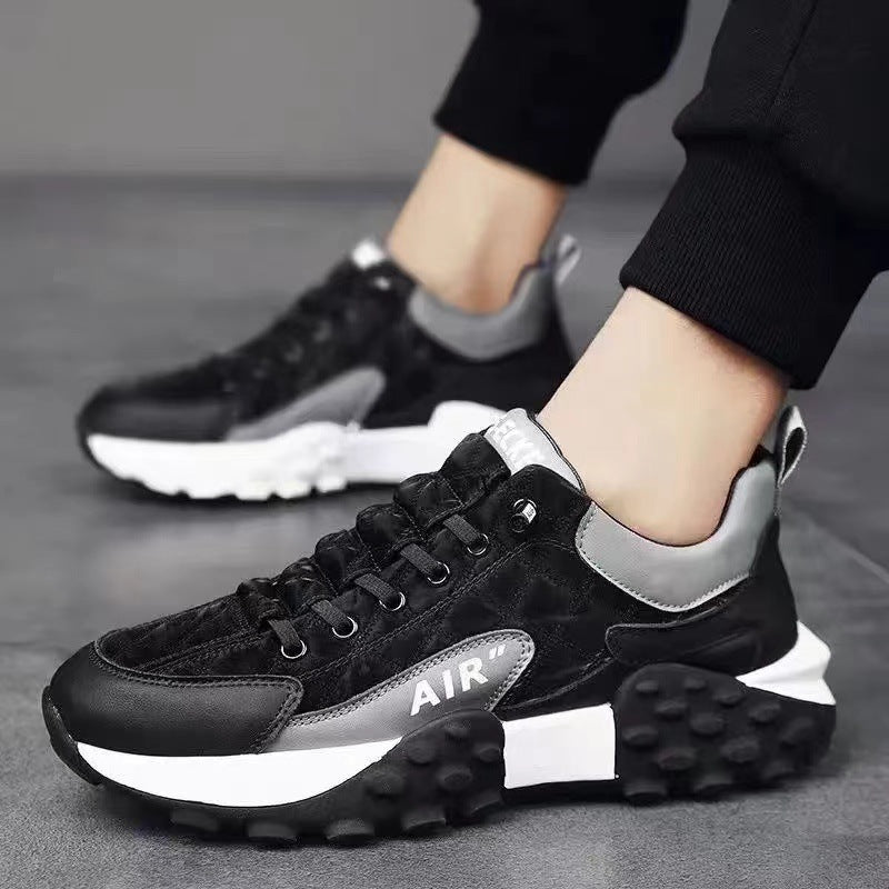 A one-piece hair delivery men's spring and autumn new leather shoes lightweight running casual sports shoes platform running shoes casual