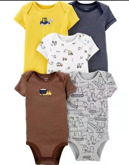 Summer baby jumpsuit short sleeved 5-piece set for male and female babies, exporting high-end hip-hop pants, A-class cotton suspenders for foreign trade