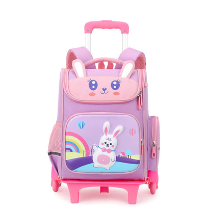 A Wholesale of 2024 new primary school school student backpacks, girls and children's suitcase, boys detachable drag cartoon