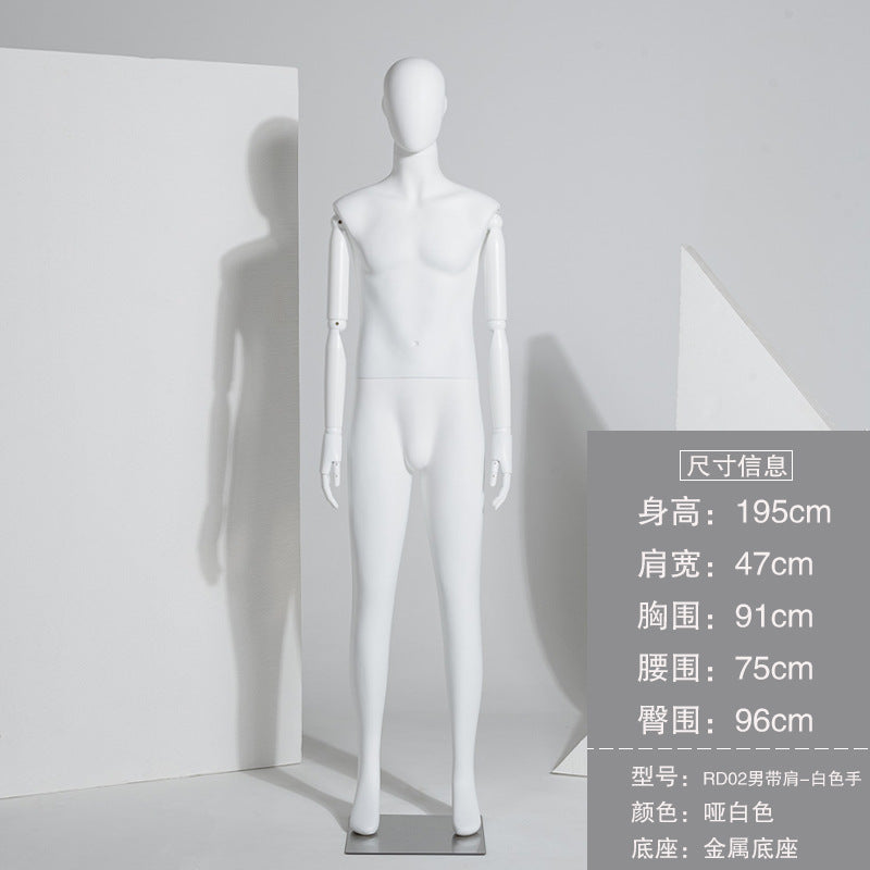 A dumb white model props female couple clothing store window display rack solid wood hand fake human male model rack