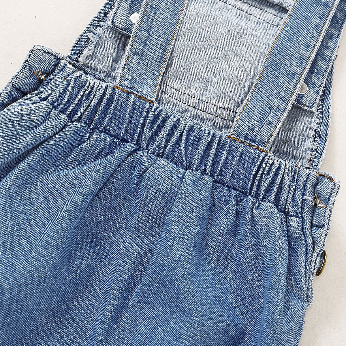 Girls' Spring and Autumn Sleeveless suspender cute solid color denim jumpsuit 0.206kg