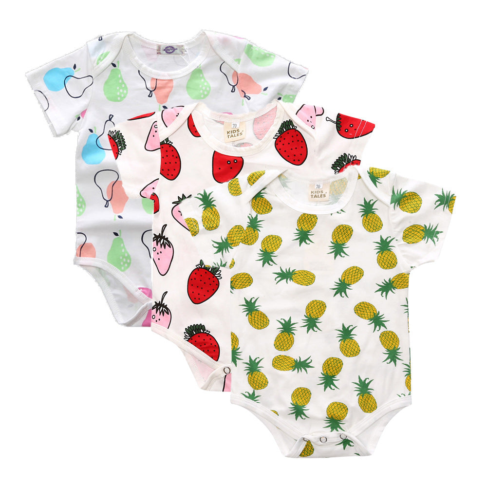 Wholesale of A baby jumpsuit summer thin short sleeved triangle jumpsuit summer cotton baby crawling clothes and buttocks combination