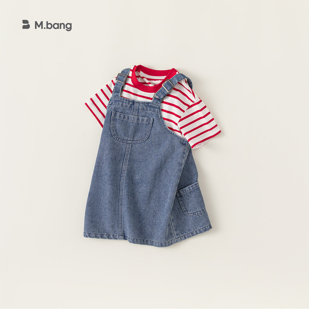 A Babycity summer girls denim bib two-piece western children&#039;s suit short sleeve T-shirt XT24018