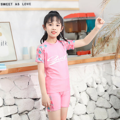 A Quick drying children's swimsuit for boys and girls, new small and medium-sized split baby girl swimsuit and swimsuit set wholesale 0.12KG