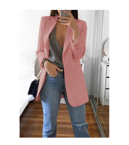 Wish Amazon 2023 four seasons new European and American fashion lapel slim cardigan temperament blazer women