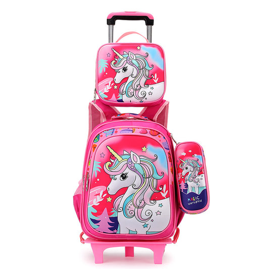 Cross border elementary school student backpack, lunch bag, pencil case, 3-piece set, children's backpack, backpack, spine protection cartoon backpack with reduced load