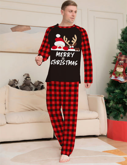 2023 European and American Amazon Cross border New Letter Checkered Christmas Parent Child Dress Printed Home Furnishings and Pajamas