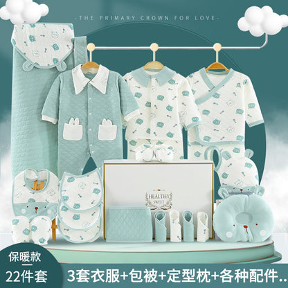 A Baby Cotton Clothes Gift Box Newborn Set Spring and Autumn Season Gift Box Clothes Newborn Full Term Baby Set High end