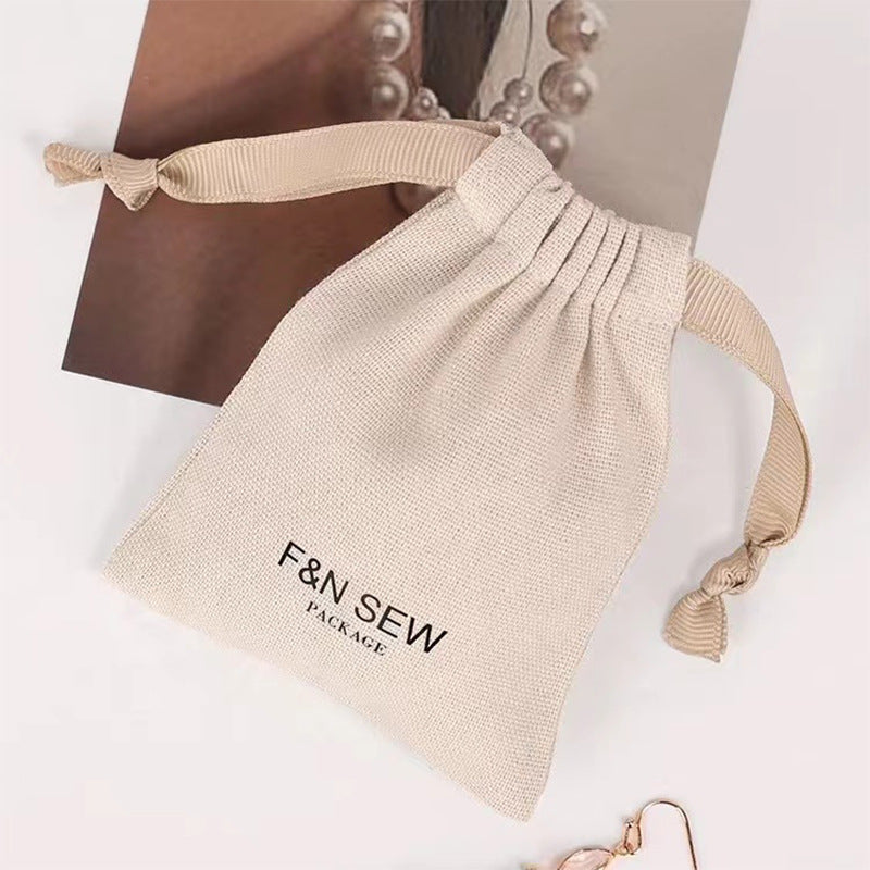 A cotton drawstring bundle bag bag jewelry dust storage canvas bag cosmetics cotton bag can be customized LOGO MOQ: 1000PIECE