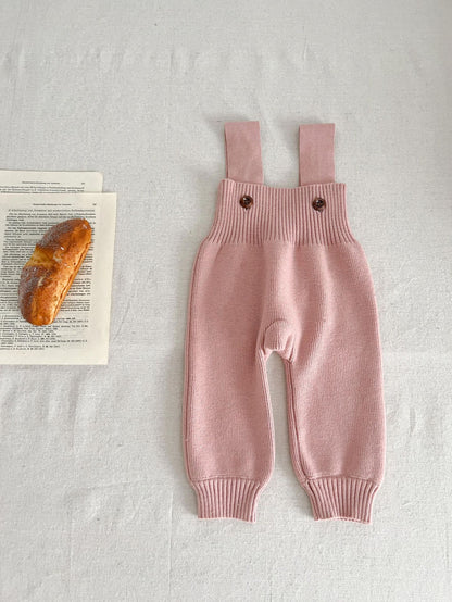 A ins style baby autumn knitted overalls Korean version infant onesie male and female baby foreign style knitted pants