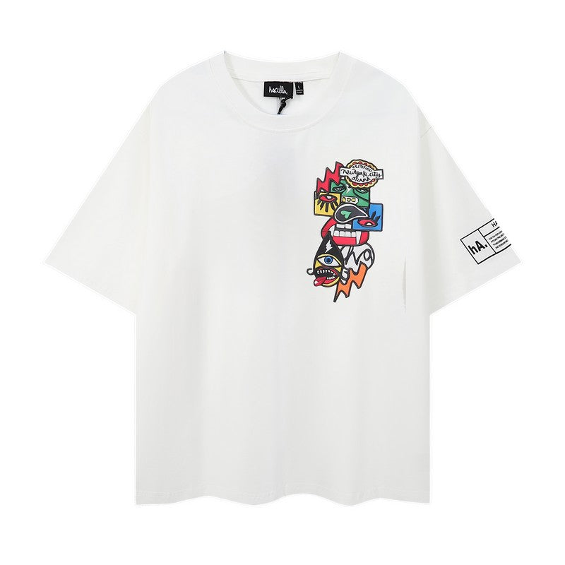 A HACULLA street minority art graffiti printed T-shirt bottoming shirt new cotton casual round neck and short sleeve in summer