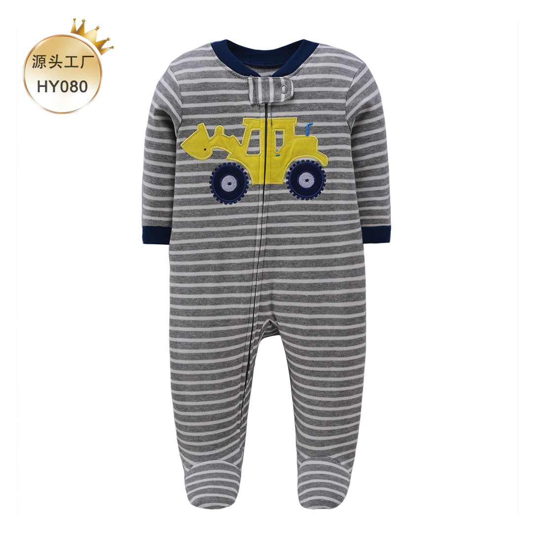 A 0-1 Baby onesie long-sleeved cotton thin newborn baby four-season air-conditioned clothing pajamas Romper socks climbing clothing