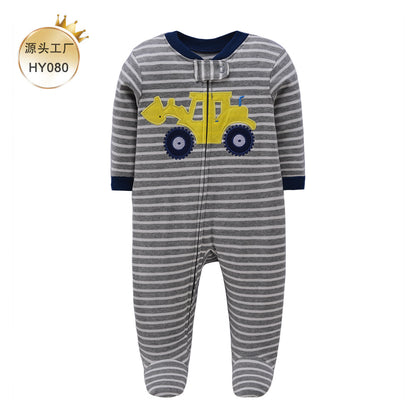 A 0-1 Baby onesie long-sleeved cotton thin newborn baby four-season air-conditioned clothing pajamas Romper socks climbing clothing