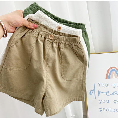 Pantalones cortos finos de algodón de verano para niños, pantalones casuales para niños, 2024 nuevos de algodón y lino para bebés, transpirables y extranjeros 