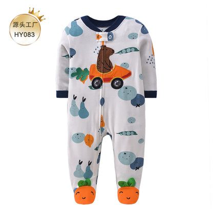 A 0-1 Baby onesie long-sleeved cotton thin newborn baby four-season air-conditioned clothing pajamas Romper socks climbing clothing