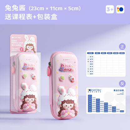 A Kuailiwen eva pencil stationery case wholesale elementary school girl multifunctional double layer kids large capacity pencil case