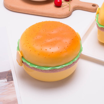 Una lonchera creativa y linda para estudiantes con forma de hamburguesa, lonchera para microondas, lonchera para niños de varias capas, caja para conservar frutas, regalo 