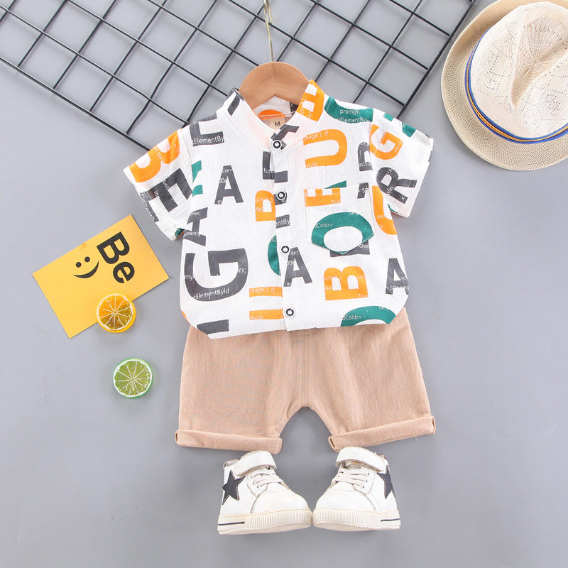 Children's Clothing Summer New Casual Boys & Girls Baby Baby Shirt Short Sleeve 2-piece Set 0.15kg