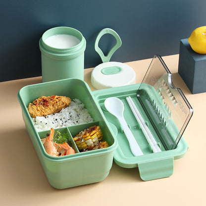 A food grade leak proof sealed student lunch box, single-layer Japanese bento box with tableware, lunch box, microwave oven factory direct sales 260G