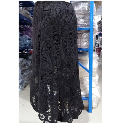 A 2024 cross-border foreign trade women's clothing hollow wool suit lace skirt new two-piece set INS