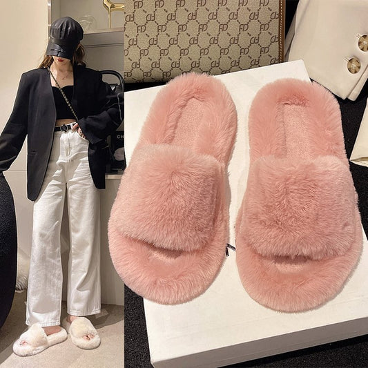 Pantuflas de algodón de una palabra en color caramelo de moda roja para mujer de Internet, 0,5 kg