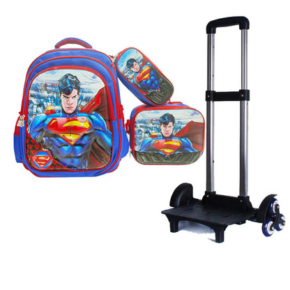 A Factory spot new foreign single three-piece backpack boys, girls, primary school students, children's trolley schoolbags, large capacity