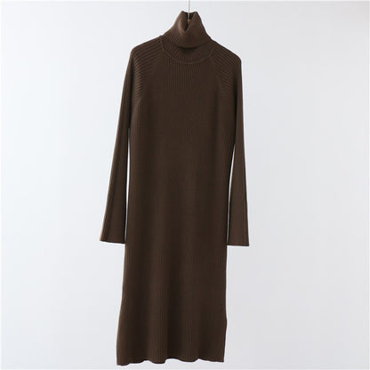 A autumn and winter turtleneck sweater dress winter knitted skirt thickened pit strip bottoming skirt is thin, loose and lazy 7290