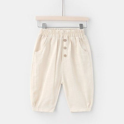 Pantalones cortos para niños 2023 nueva ropa de verano para niños pequeños y bebés en verano pantalones cortos de algodón y lino para niños pequeños y pantalones casuales extranjeros 