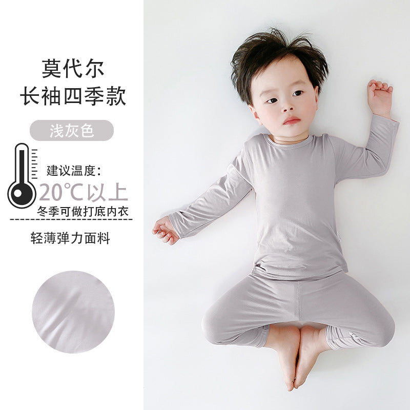 Baby set, summer thin air conditioned suit, high waist belly protection, short sleeve middle pants, pajamas, modal baby boy, summer dress, women, 0.2kg