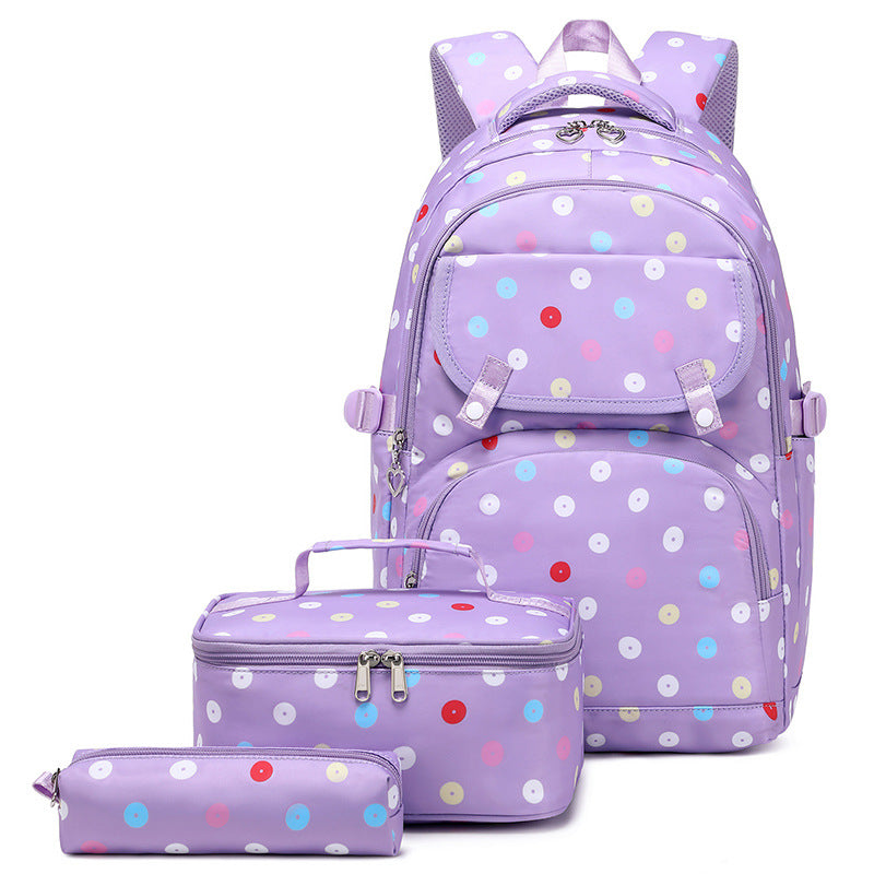 A 2024 new primary school school bag for 123 grades to 6th grade large capacity backpack polka dot print backpack