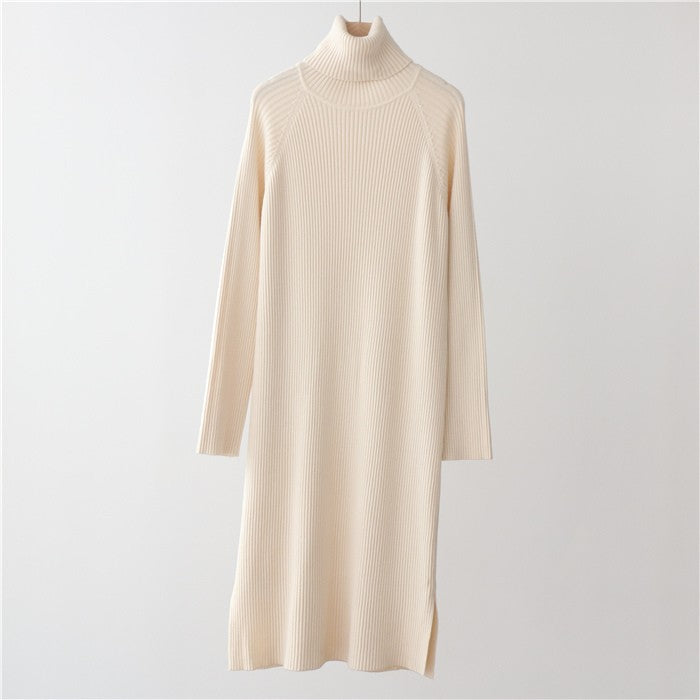 A autumn and winter turtleneck sweater dress winter knitted skirt thickened pit strip bottoming skirt is thin, loose and lazy 7290