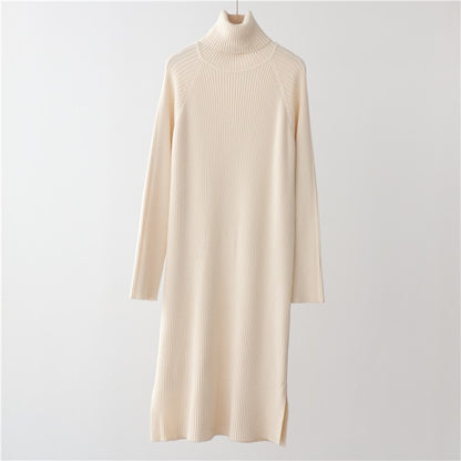 A autumn and winter turtleneck sweater dress winter knitted skirt thickened pit strip bottoming skirt is thin, loose and lazy 7290