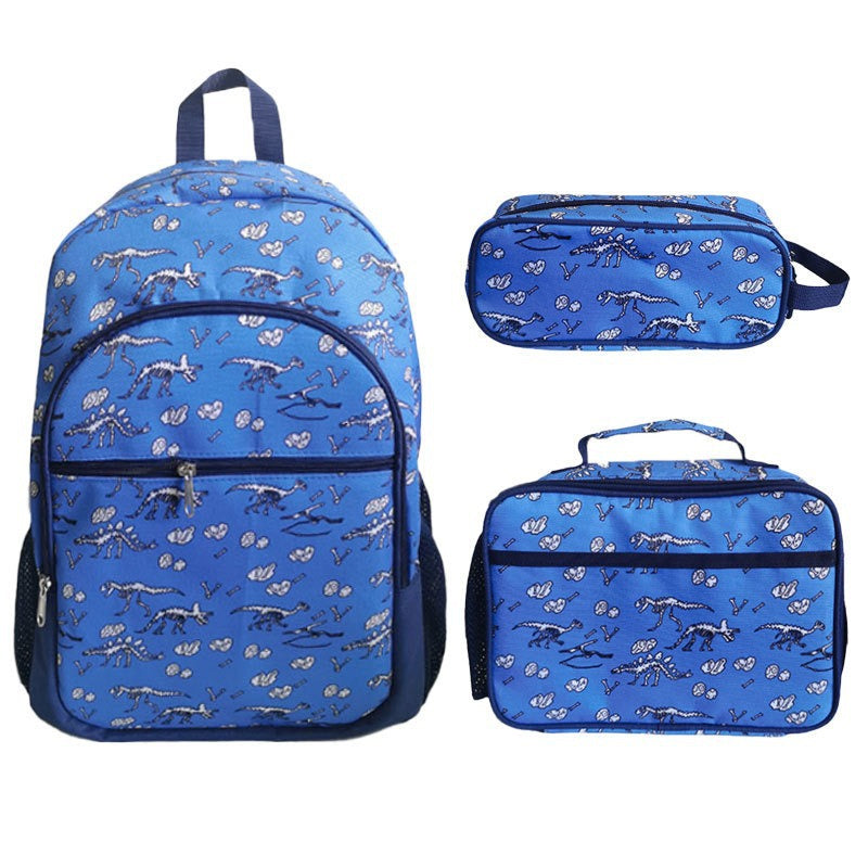 Un nuevo conjunto de tres piezas de mochila escolar para niños de otoño, bolsa para el almuerzo con unicornio, conjunto de estuche para bolígrafos del mismo estilo popular entre los niños 