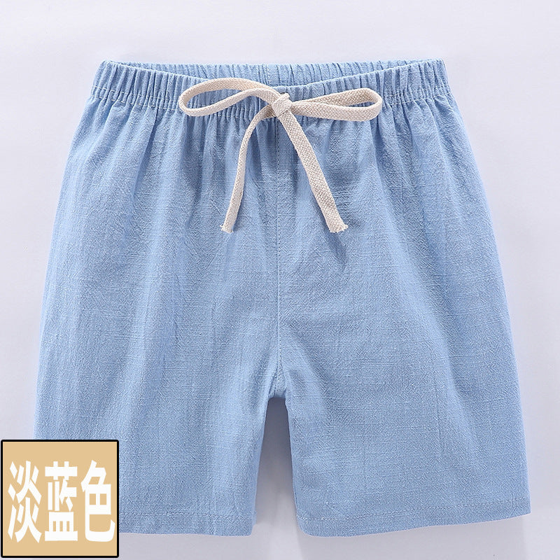 Pantalones cortos para niños, de algodón puro, estilo fino de verano, pantalones deportivos y de ocio de cinco puntos para niños, pantalones cortos para niñas y bebés. 