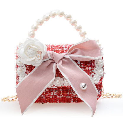 Princess, Fragrance, Chain Bag, Baby, Pearl Accessories, Hand Bag, Cute Bow Girl, Shoulder Bag