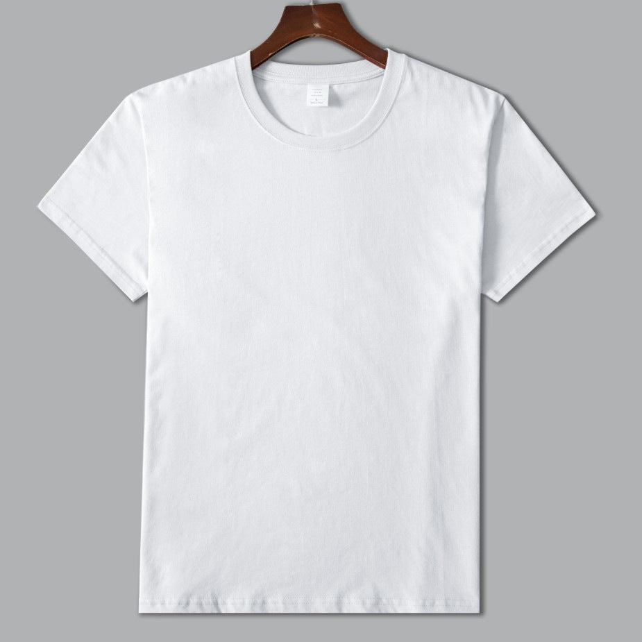 A wholesale polyester white simple youth loose short-sleeved T-shirt thermal transfer sublimation blank printing sleeve T-shirt