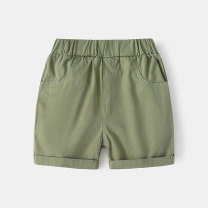 A 2023 Summer Boys' Casual Shorts Comfortable Cotton and Hemp Children's Capris British Cotton Mid Rise Casual Pants