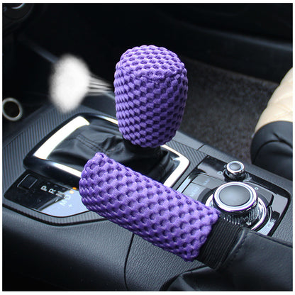 Massage Coarse Mesh Ringless Elastic Steering Wheel Cover Gear Cover Handbrake Cover Handlebar Cover 2-3 Piece Set (MOQ:10 SET ,If buy one piece need 1usd extra fee)