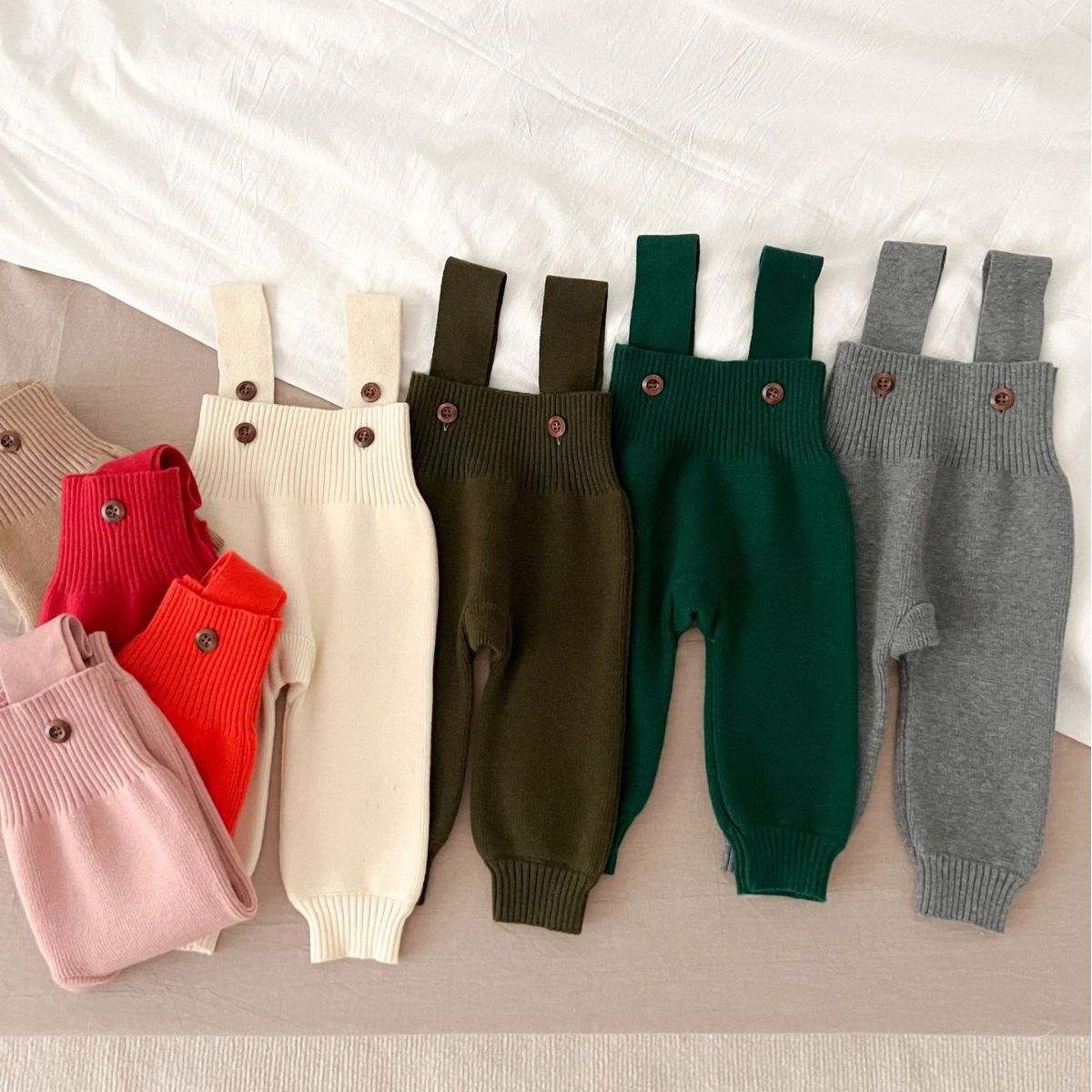 A ins style baby autumn knitted overalls Korean version infant onesie male and female baby foreign style knitted pants