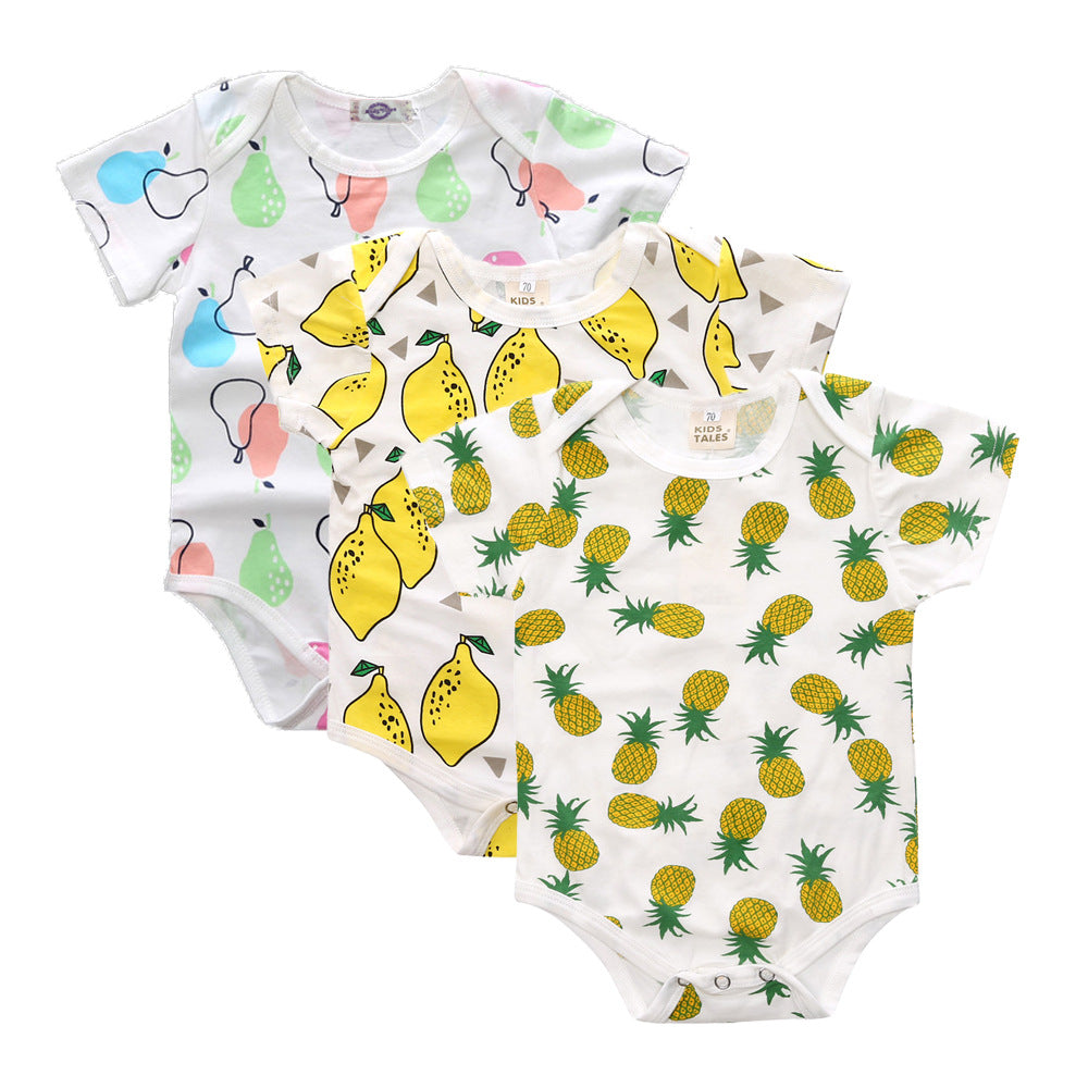 Wholesale of A baby jumpsuit summer thin short sleeved triangle jumpsuit summer cotton baby crawling clothes and buttocks combination